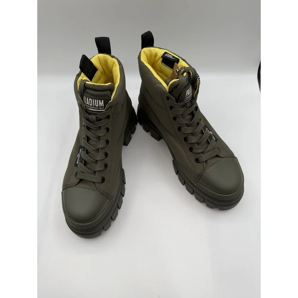 Palladium Revolt Overcush Olive Night Green Boots,Women's 8, EU39.5,Quilted,NWOB